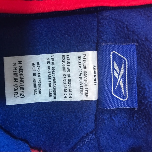 NY Giants Blue/Red 1/2 Zip Reebok Sweatshirt M - Picture 8 of 8